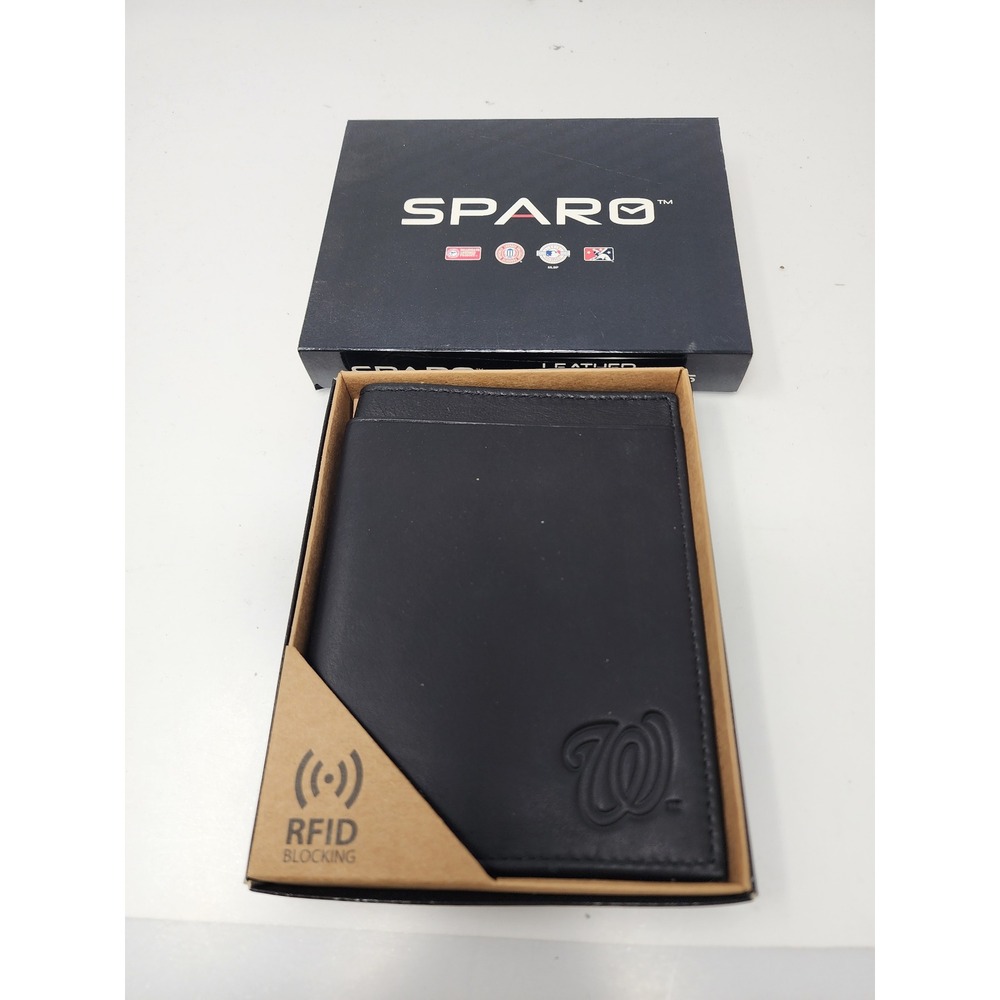 Sparo Mens Washington Nationals Bifold Wallet Black Leather RFID Size OS